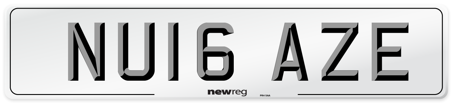 NU16 AZE Number Plate from New Reg